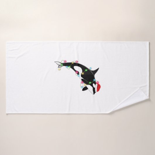Funny Orca Killer Whale Santa Hat Zee en Badhanddoek (Badhanddoek)
