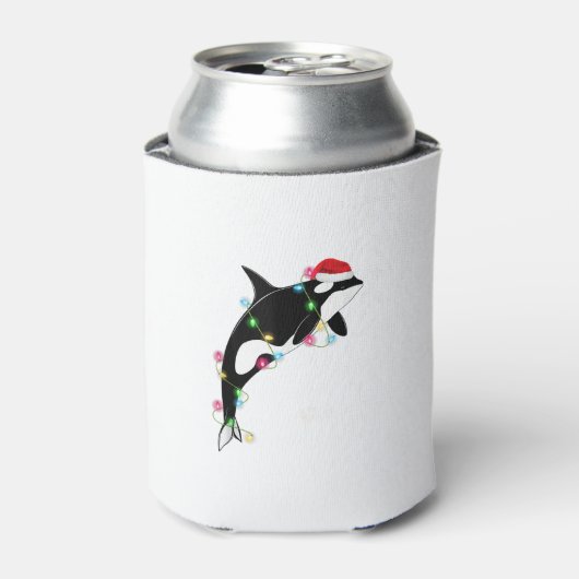 Funny Orca Killer Whale Santa Hat Zee en Blikjeskoeler (Blikje Voorkant)