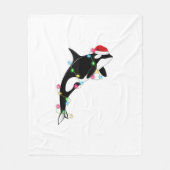 Funny Orca Killer Whale Santa Hat Zee en Fleece Deken (Voorkant)