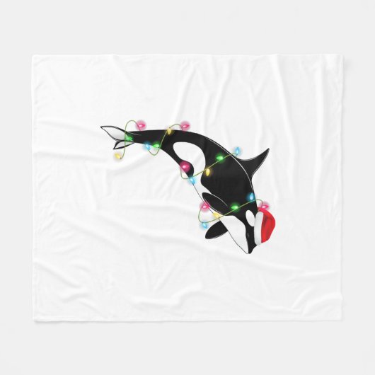 Funny Orca Killer Whale Santa Hat Zee en Fleece Deken (Voorkant (Horizontaal))