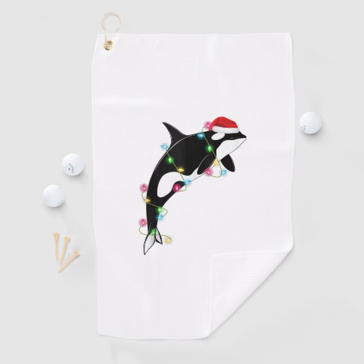 Funny Orca Killer Whale Santa Hat Zee en Golfhanddoek (Insitu)