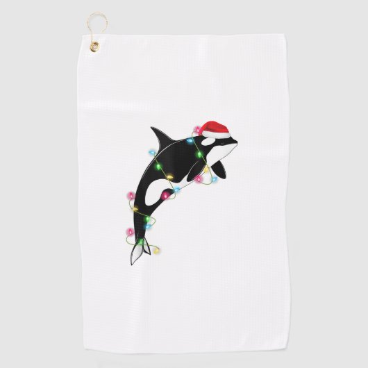Funny Orca Killer Whale Santa Hat Zee en Golfhanddoek (Voorkant)