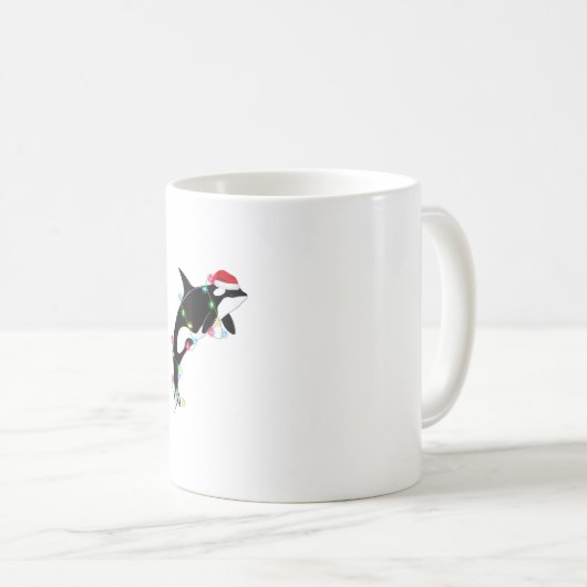 Funny Orca Killer Whale Santa Hat Zee en Koffiemok (Voorkant rechts)