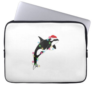 Funny Orca Killer Whale Santa Hat Zee en Laptop Sleeve