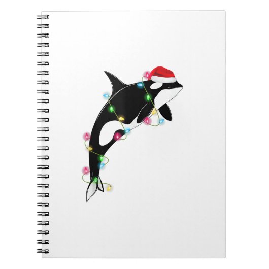 Funny Orca Killer Whale Santa Hat Zee en Notitieboek (Voorkant)