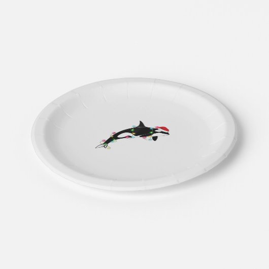 Funny Orca Killer Whale Santa Hat Zee en Papieren Bordje (Gekanteld)