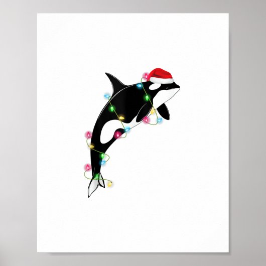 Funny Orca Killer Whale Santa Hat Zee en Poster (Voorkant)
