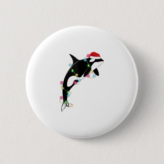 Funny Orca Killer Whale Santa Hat Zee en Ronde Button 5,7 Cm (Voorkant)