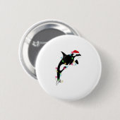 Funny Orca Killer Whale Santa Hat Zee en Ronde Button 5,7 Cm (Voorkant /achterkant)