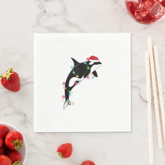 Funny Orca Killer Whale Santa Hat Zee en Servet (Insitu)