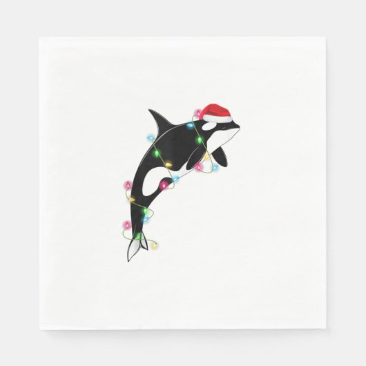 Funny Orca Killer Whale Santa Hat Zee en Servet (Voorkant)