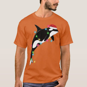 Funny Orca Killer Whale Santa Hat Zee en T-shirt