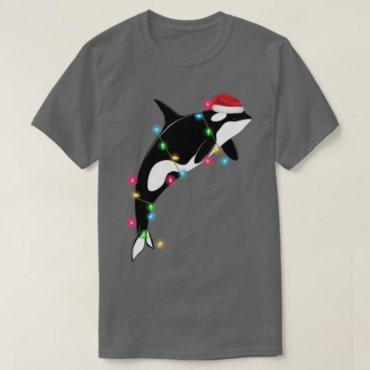 Funny Orca Killer Whale Santa Hat Zee en T-shirt (Design voorkant)