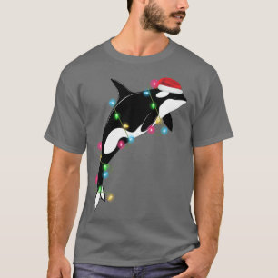 Funny Orca Killer Whale Santa Hat Zee en T-shirt