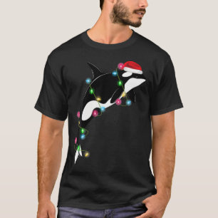 Funny Orca Killer Whale Santa Hat Zee en T-shirt