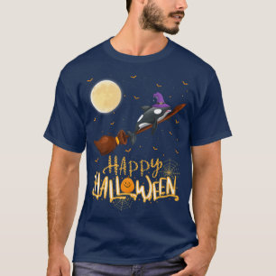Funny Orca Ride Witch Shot Orca Fish Halloween T-shirt