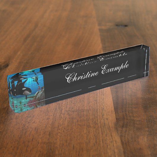 Funny orcas naambordje (Zijkant)