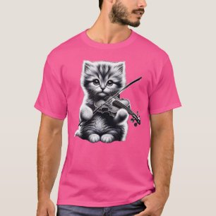 Funny Orchestra Muzikant Violiniste Schattige Kat T-shirt