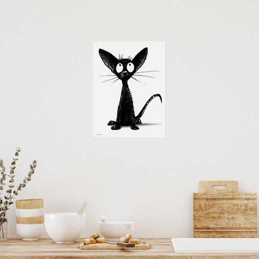 Funny Oriental Black Cat Poster (Keuken)