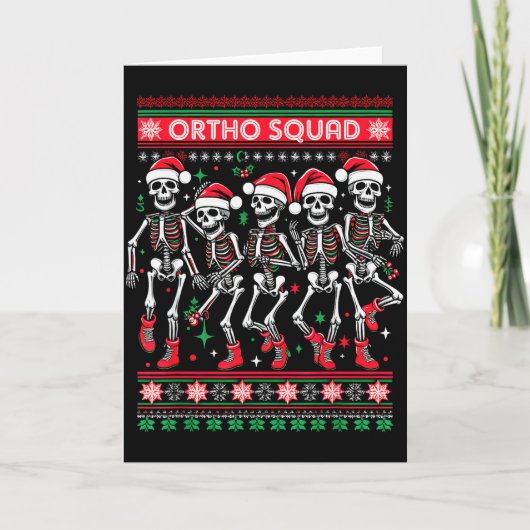 Funny Ortho Squad Christmas Three Santa Skeletons  Kaart (Voorkant)