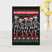 Funny Ortho Squad Christmas Three Santa Skeletons  Kaart (Gele Bloem)
