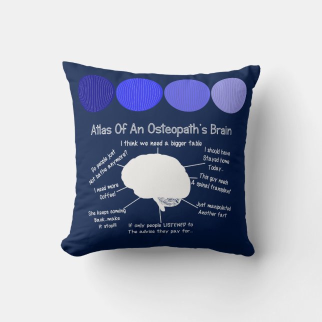 Funny Osteopath's Brain Pillow Blue Kussen (Voorkant)