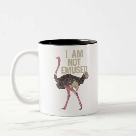 FUNNY OSTRICH BIRD: I Am Not Emused Tweekleurige Koffiemok (Links)