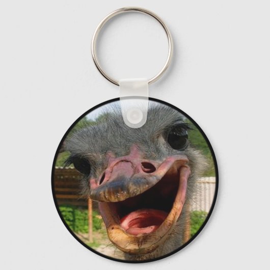 Funny Ostrich Bird Photo What's Up Sleutelhanger (Voorkant)