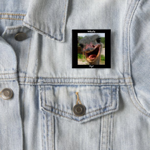 Funny Ostrich Bird Photo What's Up Vierkante Button 5,1 Cm