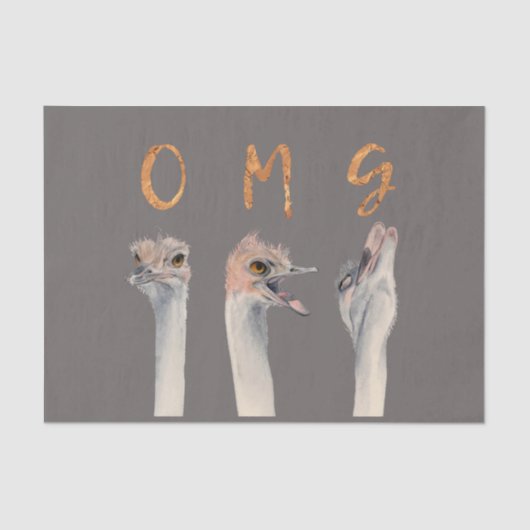 Funny Ostrich Bird Waterverf Illustratie | OMG Tissuepapier (Voorkant)