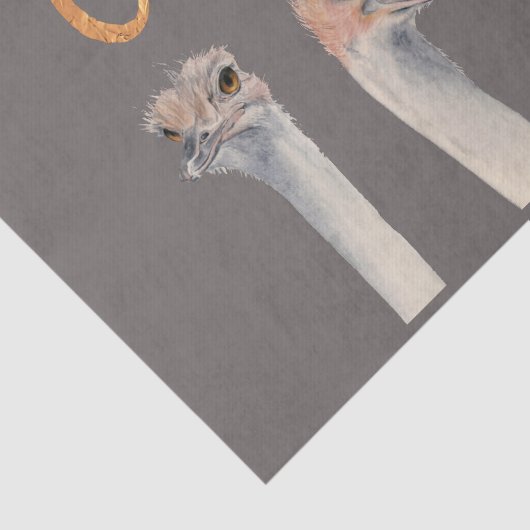 Funny Ostrich Bird Waterverf Illustratie | OMG Tissuepapier (Detail)