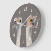 Funny Ostrich Bird Waterverf Painting Grote Klok (Hoek)