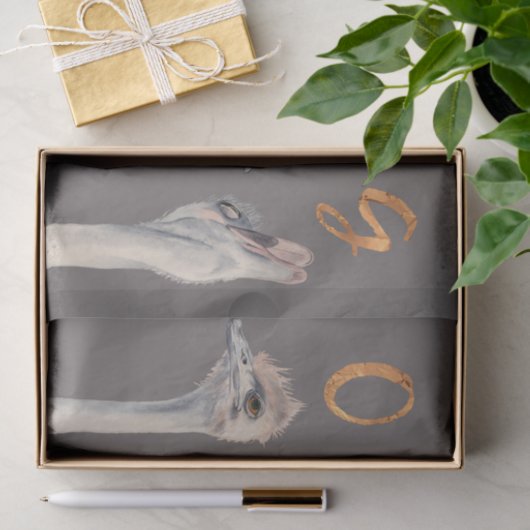 Funny Ostrich Birds | OMFG Gold Font Tissuepapier (Geschenk)