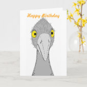 Funny Ostrich Birthday Card Kaart (Gele Bloem)