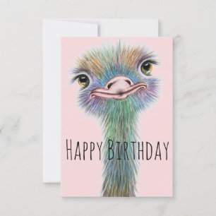Funny Ostrich  Birthday Kaart