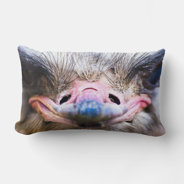 Funny Ostrich Face close up Pillow Kussen (Voorkant)