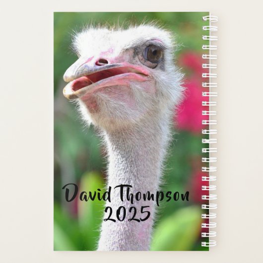 Funny Ostrich Face Persoonlijke naam Planner (Achterkant)