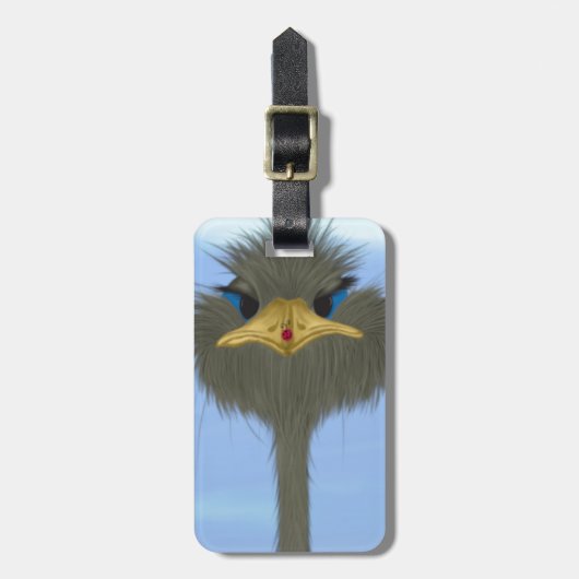 Funny Ostrich George en Cute Ladybug Bagagelabel (Voorkant verticaal)