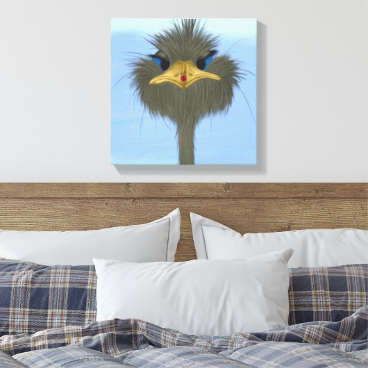 Funny Ostrich George en Cute Ladybug Canvas Afdruk (Insitu (Slaapkamer))