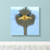 Funny Ostrich George en Cute Ladybug Canvas Afdruk (Insitu (Houten vloer))
