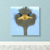 Funny Ostrich George en Cute Ladybug Canvas Afdruk (Insitu (Houten vloer))