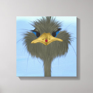 Funny Ostrich George en Cute Ladybug Canvas Afdruk