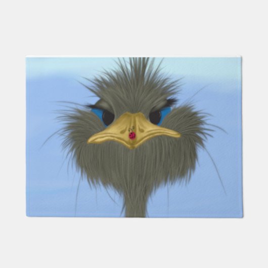 Funny Ostrich George en Cute Ladybug Deurmat (Voorkant)