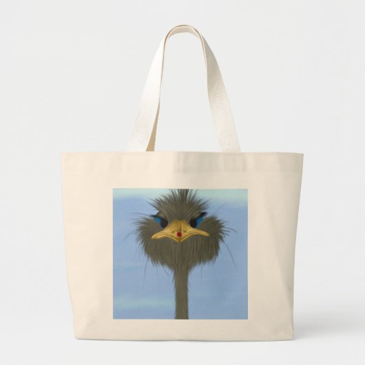Funny Ostrich George en Cute Ladybug Grote Tote Bag (Voorkant)