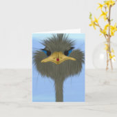 Funny Ostrich George en Cute Ladybug Kaart (Gele Bloem)