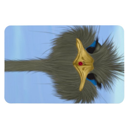 Funny Ostrich George en Cute Ladybug Magneet (Horizontaal)