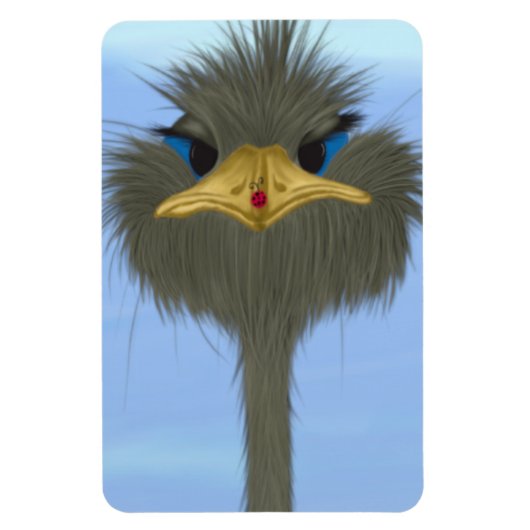 Funny Ostrich George en Cute Ladybug Magneet (Verticaal)