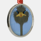 Funny Ostrich George en Cute Ladybug Metalen Ornament (Rechts)