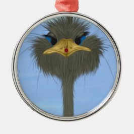 Funny Ostrich George en Cute Ladybug Metalen Ornament