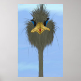 Funny Ostrich George en Cute Ladybug Poster